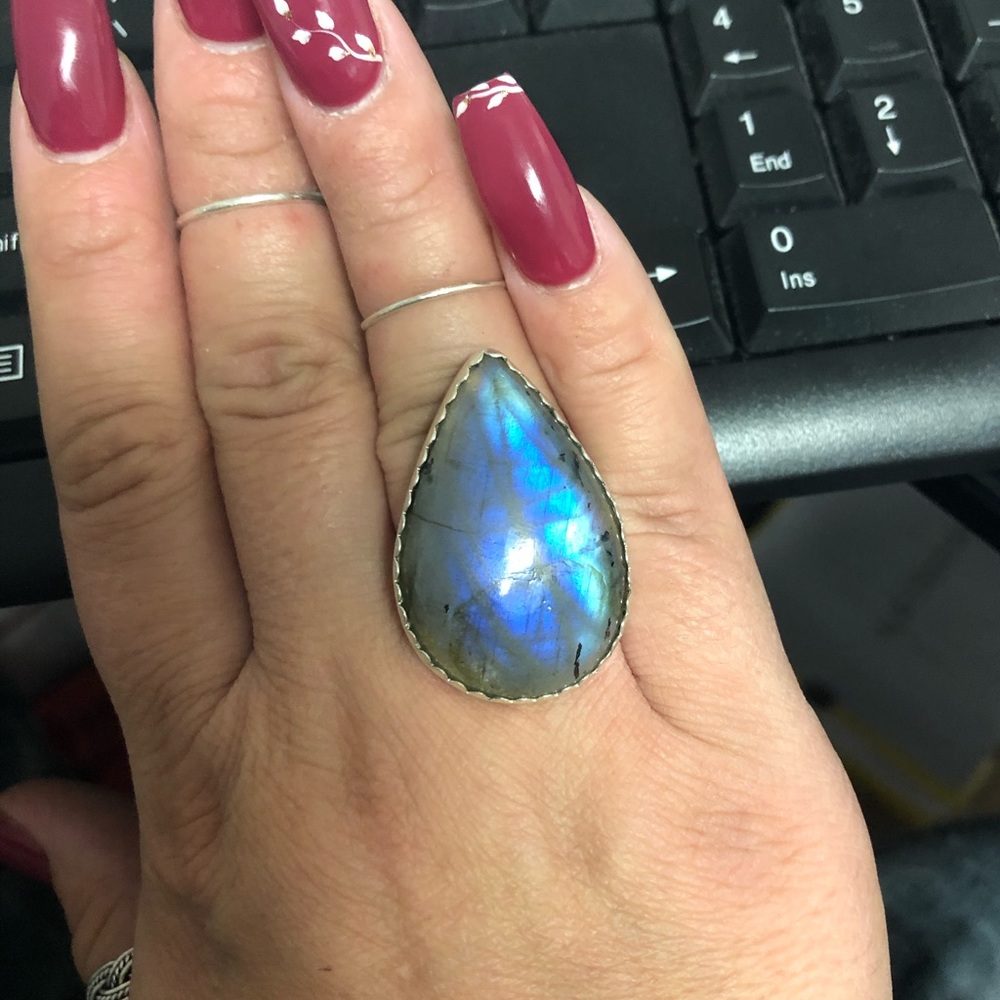 Sterling silver Labradorite Ring, Size 8.5